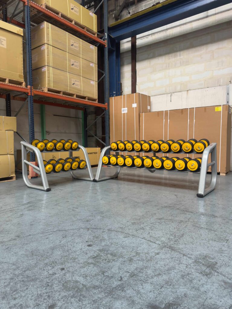 15 Pairs of Dumbbells 14-42 kg + 2 racks Panatta