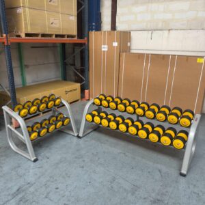 15 Pairs of Dumbbells 14-42 kg + 2 racks Panatta